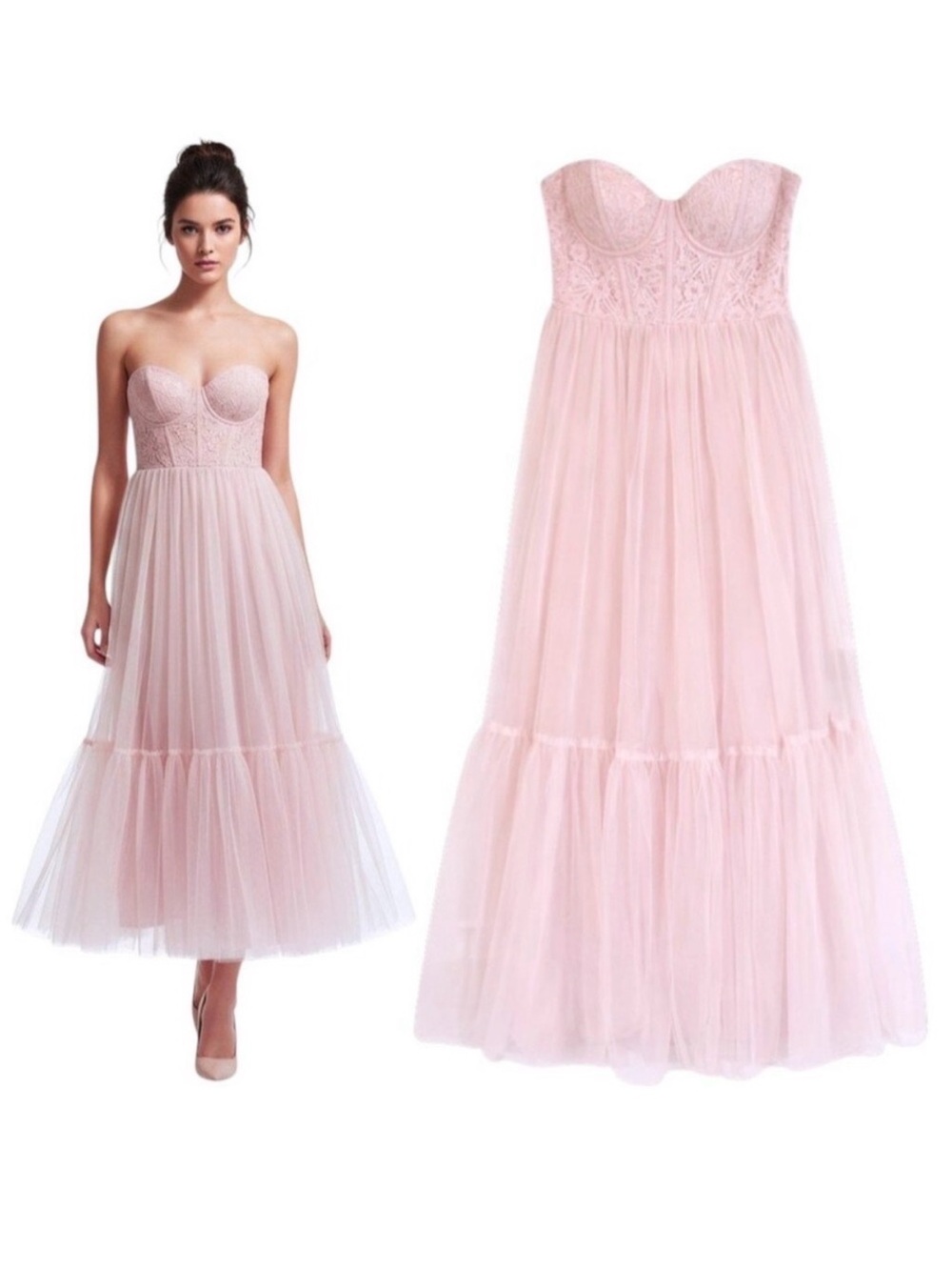 NWOT Selfie Leslie Pink Midi Dress Dance with Me Sweetheart Size Medium